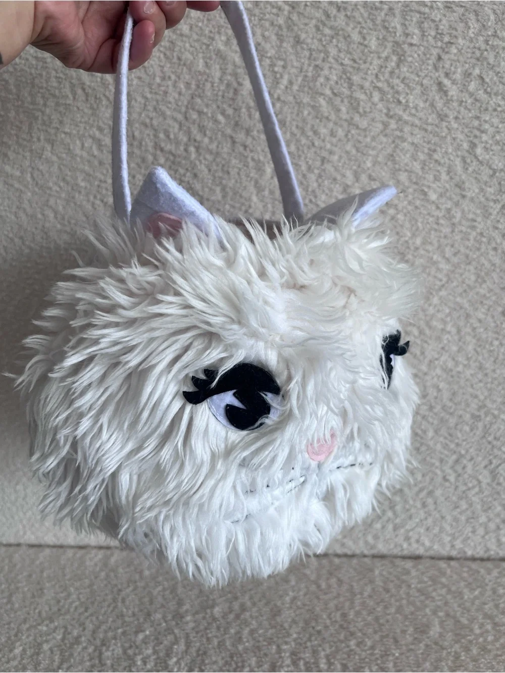 Pottery Barn Kids Cat Faux Fur Trick Or Treat White Basket Halloween